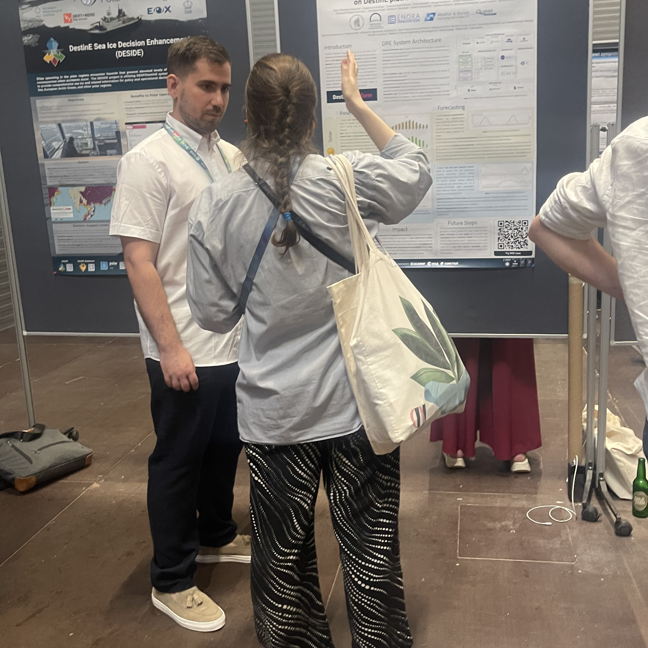 Speaker sharing data visualizations during a talk.